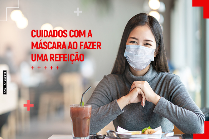 Cuidados com a máscara ao fazer uma refeição